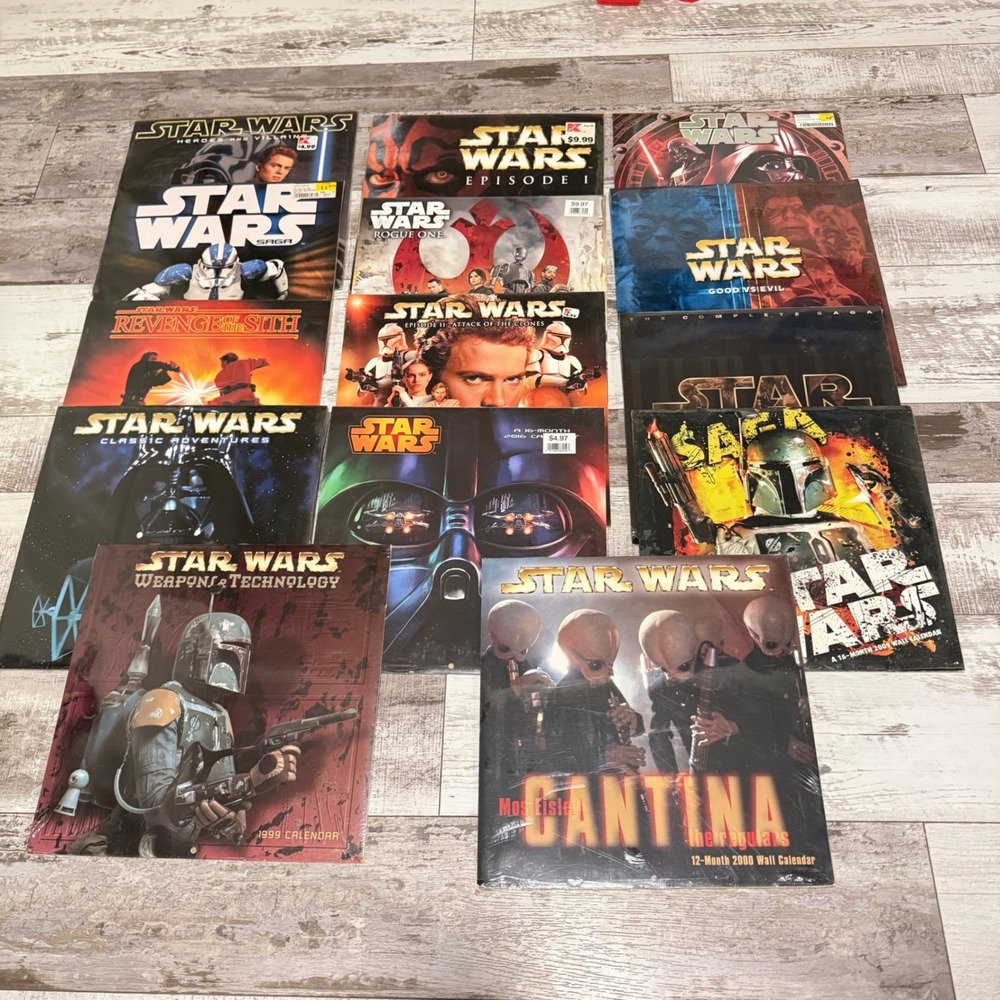 Lot of 14 Star Wars Wall Calendars New Sealed Episode I II III Rogue One Saga
